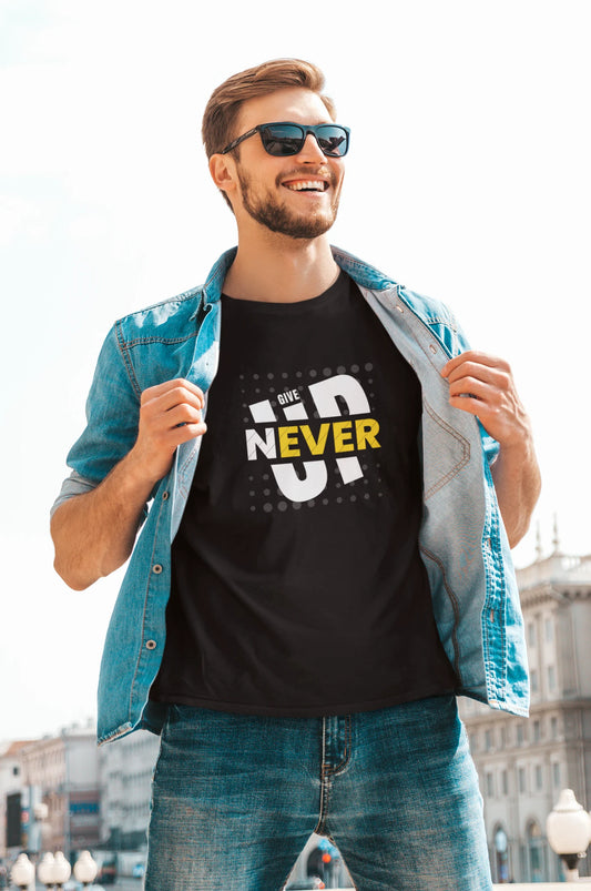 Never Give Up Motivational Men's T-Shirt